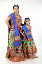 Mother-Daugther Combo Cotton Embroidered Lehenga Choli Set (BWR- Combo) - Green