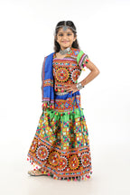Banjara India Kutchi Embroidered Green Girls Chaniya Choli with Dupatta (CC1-BWR) - Green