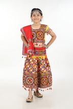Banjara India Kutchi Embroidered Yellow Girls Chaniya Choli with Dupatta (CC1-BWR) - Yellow