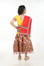 Banjara India Kutchi Embroidered Yellow Girls Chaniya Choli with Dupatta (CC1-BWR) - Yellow