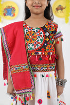 Banjara India Kutchi Emboidered White Girls Chaniya Choli with Dupatta (CC-RING) - WHITE