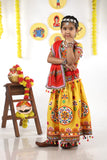 Banjara India Kutchi Emboidered Yellow Girls Chaniya Choli with Dupatta (CC-RING) - YELLOW