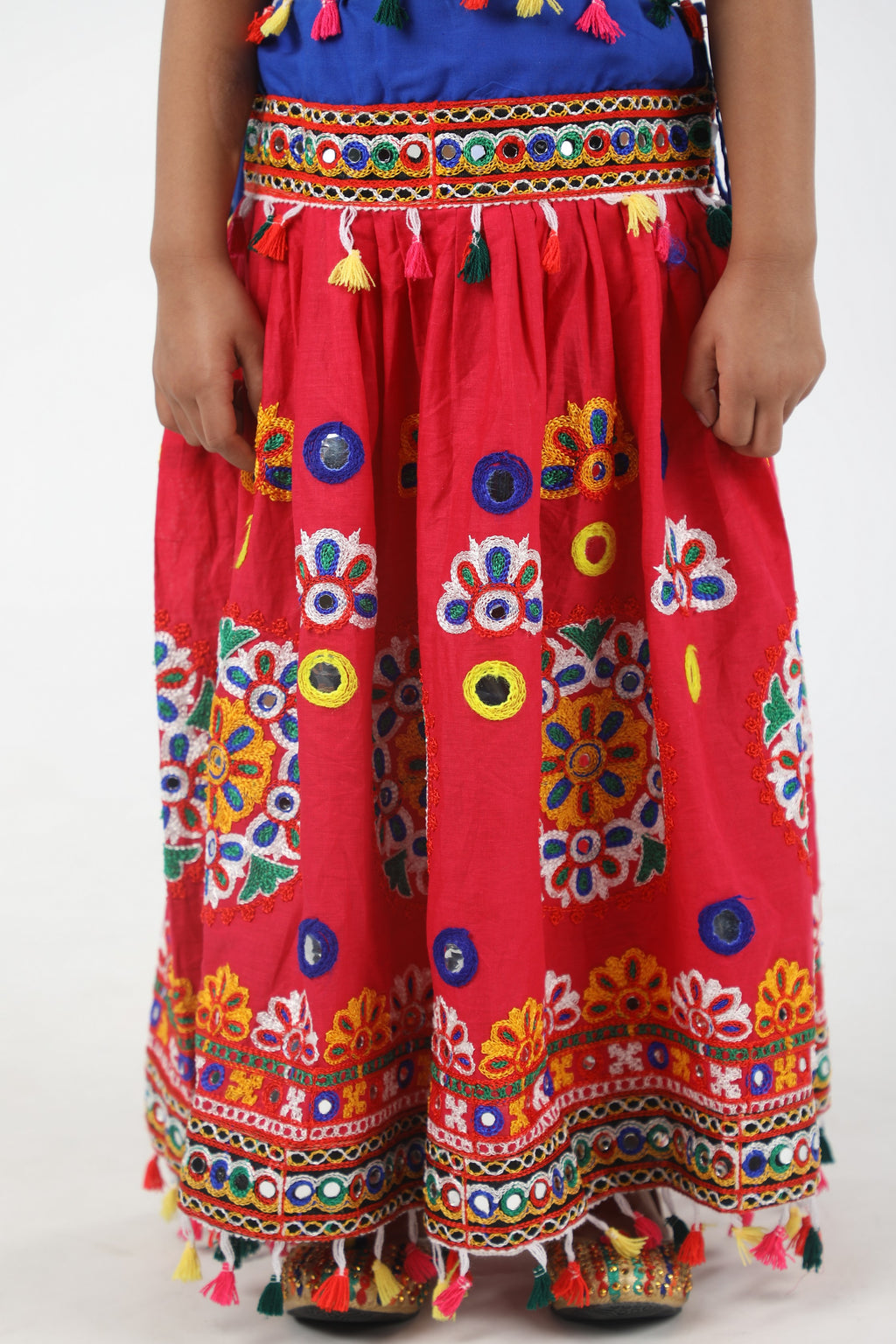 Banjara India Kutchi Emboidered Pink Girls Chaniya Choli with Dupatta (CC-RING) - Pink