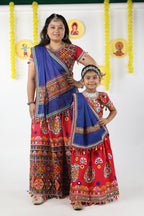 Mother-Daugther Combo Cotton Embroidered Lehenga Choli Set (RING- Combo) - Pink