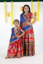 Mother-Daugther Combo Cotton Embroidered Lehenga Choli Set (RING- Combo) - Pink