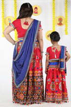 Mother-Daugther Combo Cotton Embroidered Lehenga Choli Set (RING- Combo) - Pink
