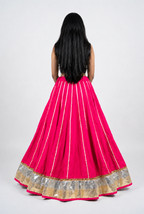 Banjara India Black Premium Rayon Kali Skirt/Chaniya – Skirt-Sona Chandi- Rani Pink
