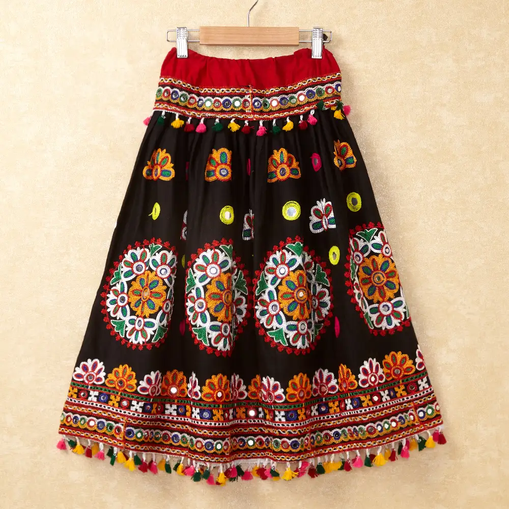 Banjara India Kutchi Emboidered Black Girls Chaniya Choli with Dupatta (CC-RING) - Black