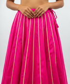 Banjara India Black Roman Silk Kali Skirt/Chaniya – Skirt-GoldenKali- Pink