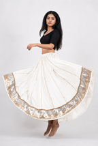 Banjara India Black Premium Rayon Kali Skirt/Chaniya – Skirt-Sona Chandi- Off-White