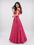 Banjara India Black Roman Silk Kali Skirt/Chaniya – Skirt-GoldenKali- Pink