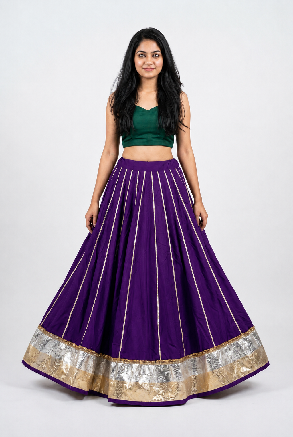 Banjara India Black Premium Rayon Kali Skirt/Chaniya – Skirt-Sona Chandi- Purple