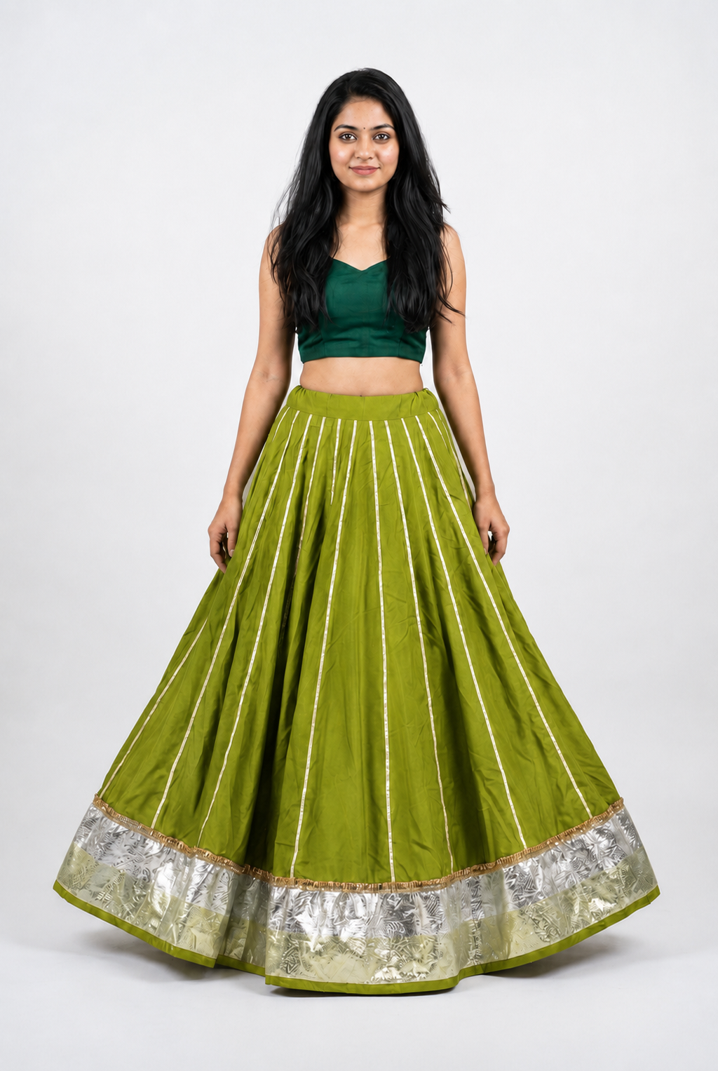 Banjara India Black Premium Rayon Kali Skirt/Chaniya – Skirt-Sona Chandi- Mehendi