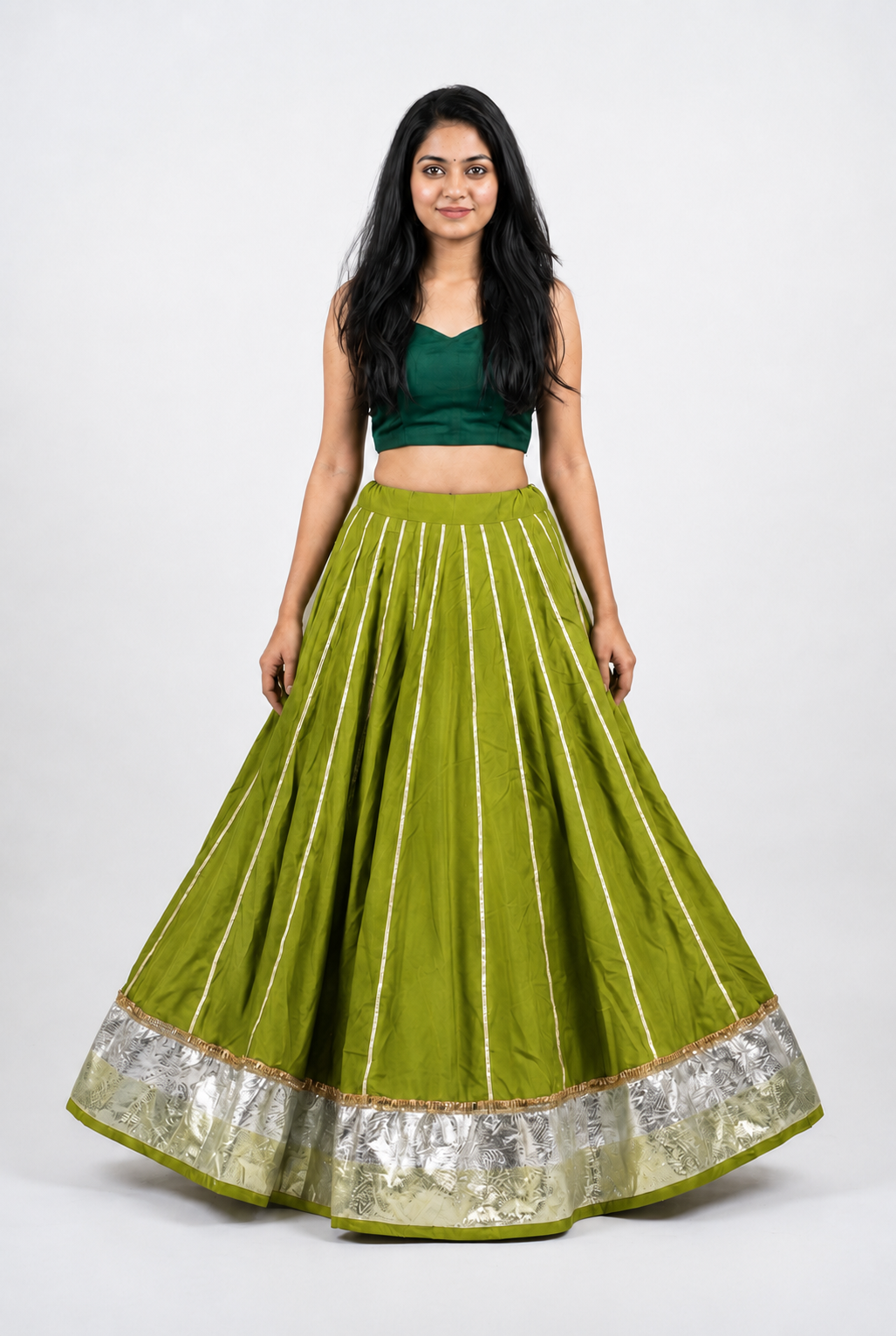 Banjara India Black Premium Rayon Kali Skirt/Chaniya – Skirt-Sona Chandi- Mehendi