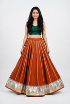 Banjara India Black Premium Rayon Kali Skirt/Chaniya – Skirt-Sona Chandi- Rust