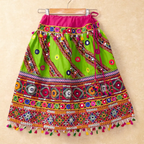 Banjara India Kutchi Emboidered Green Girls Chaniya Choli with Dupatta (CC-WAVE) - Green