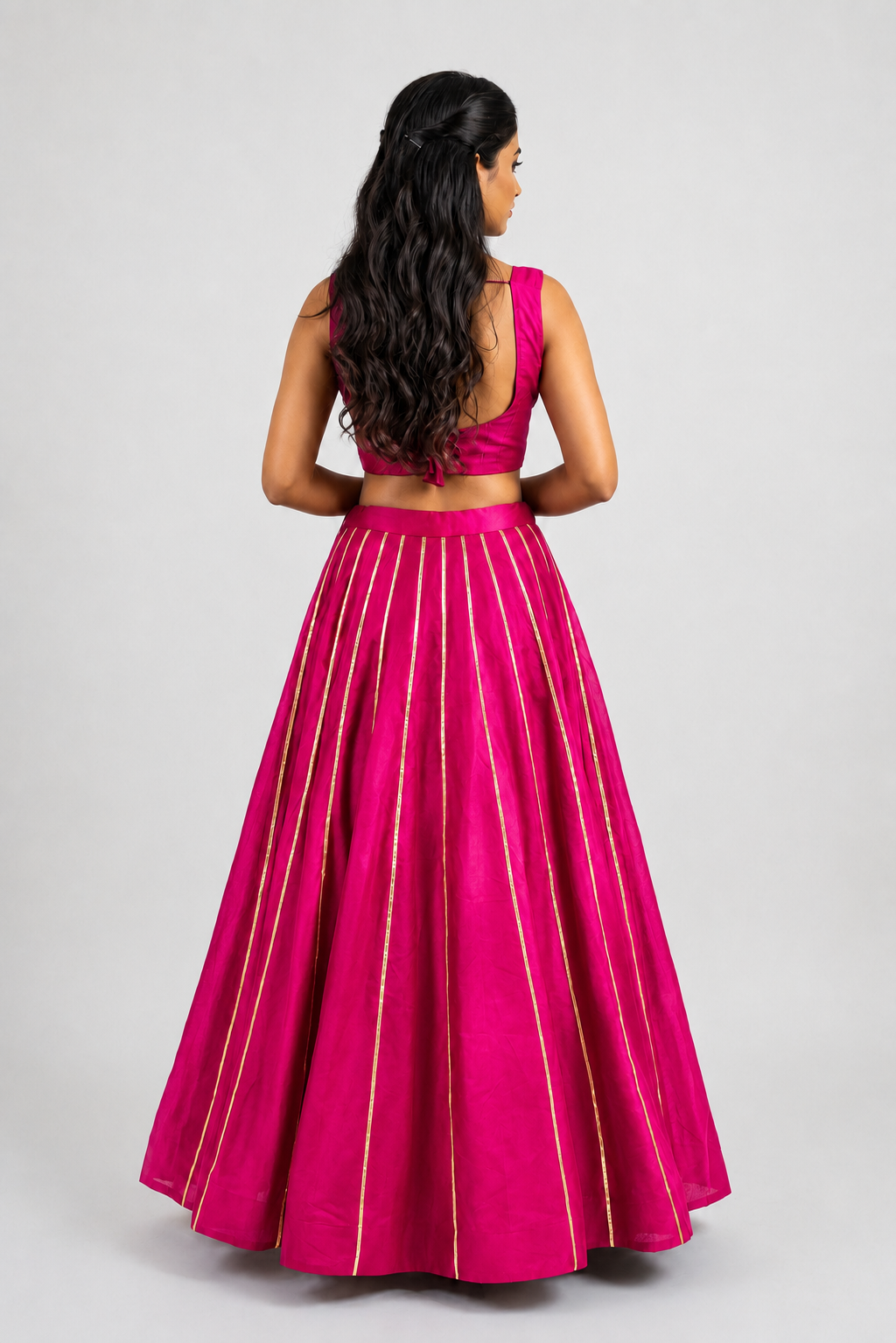 Banjara India Black Roman Silk Kali Skirt/Chaniya – Skirt-GoldenKali- Pink