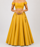Banjara India Black Roman Silk Kali Skirt/Chaniya – Skirt-GoldenKali-Mustard Yellow