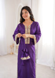 Banjara India Women's Mirror Work Kurti Pant Set with Batwa-Purple