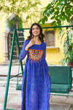 Banjara India Bandhej Printed with kutchi Patch-work Faux Georgette Kurti- Blue
