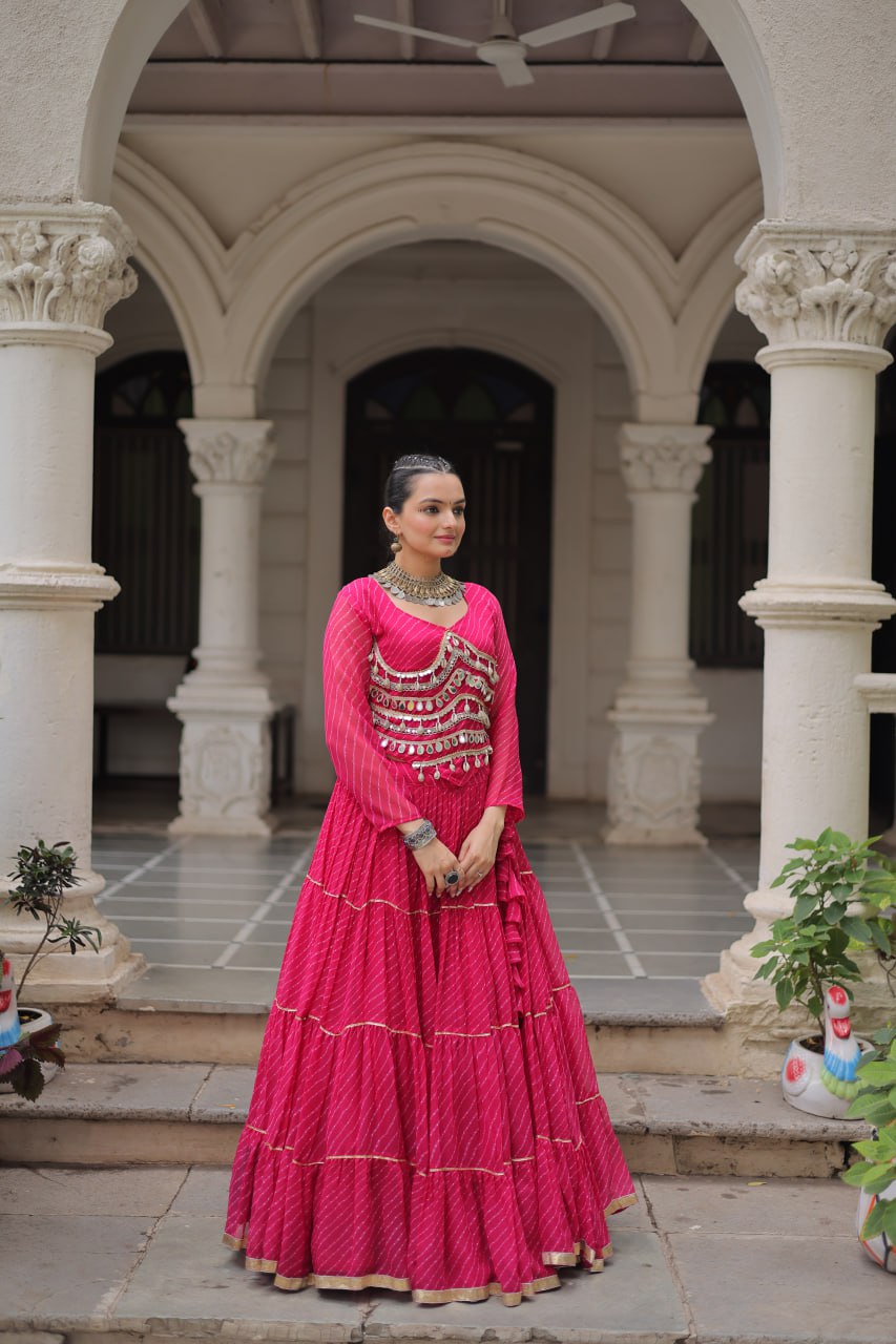 Banjara India  Long Flair Lehenga Choli Setp- Pink