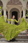 Banjara India  Long Flair Lehenga Choli Setp- Green