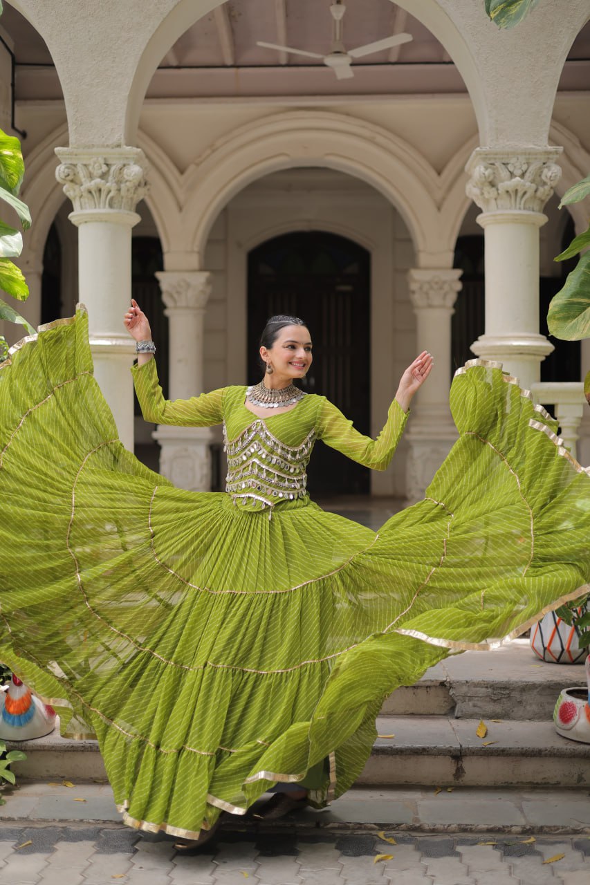 Banjara India  Long Flair Lehenga Choli Setp- Green
