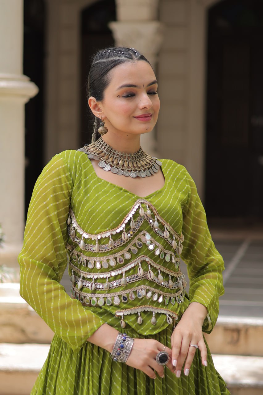 Banjara India  Long Flair Lehenga Choli Setp- Green