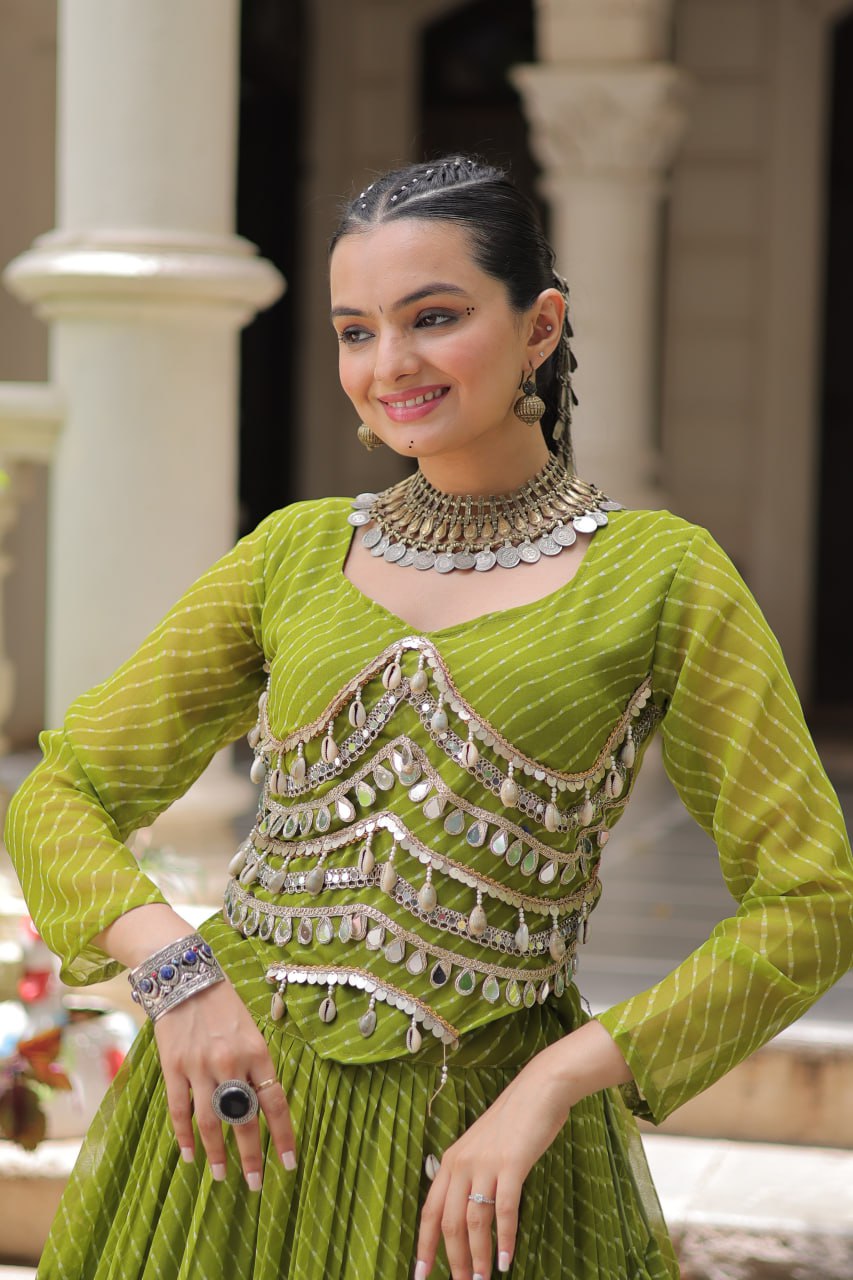 Banjara India  Long Flair Lehenga Choli Setp- Green