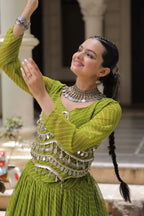 Banjara India  Long Flair Lehenga Choli Setp- Green