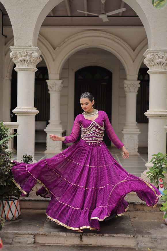 Banjara India  Long Flair Lehenga Choli Setp- Purple