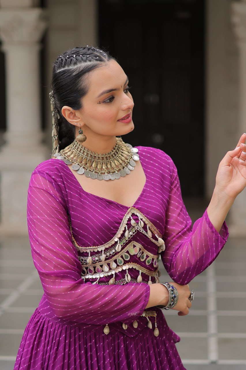 Banjara India  Long Flair Lehenga Choli Setp- Purple