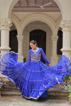 Banjara India  Long Flair Lehenga Choli Set- Blue
