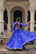 Banjara India  Long Flair Lehenga Choli Set- Blue