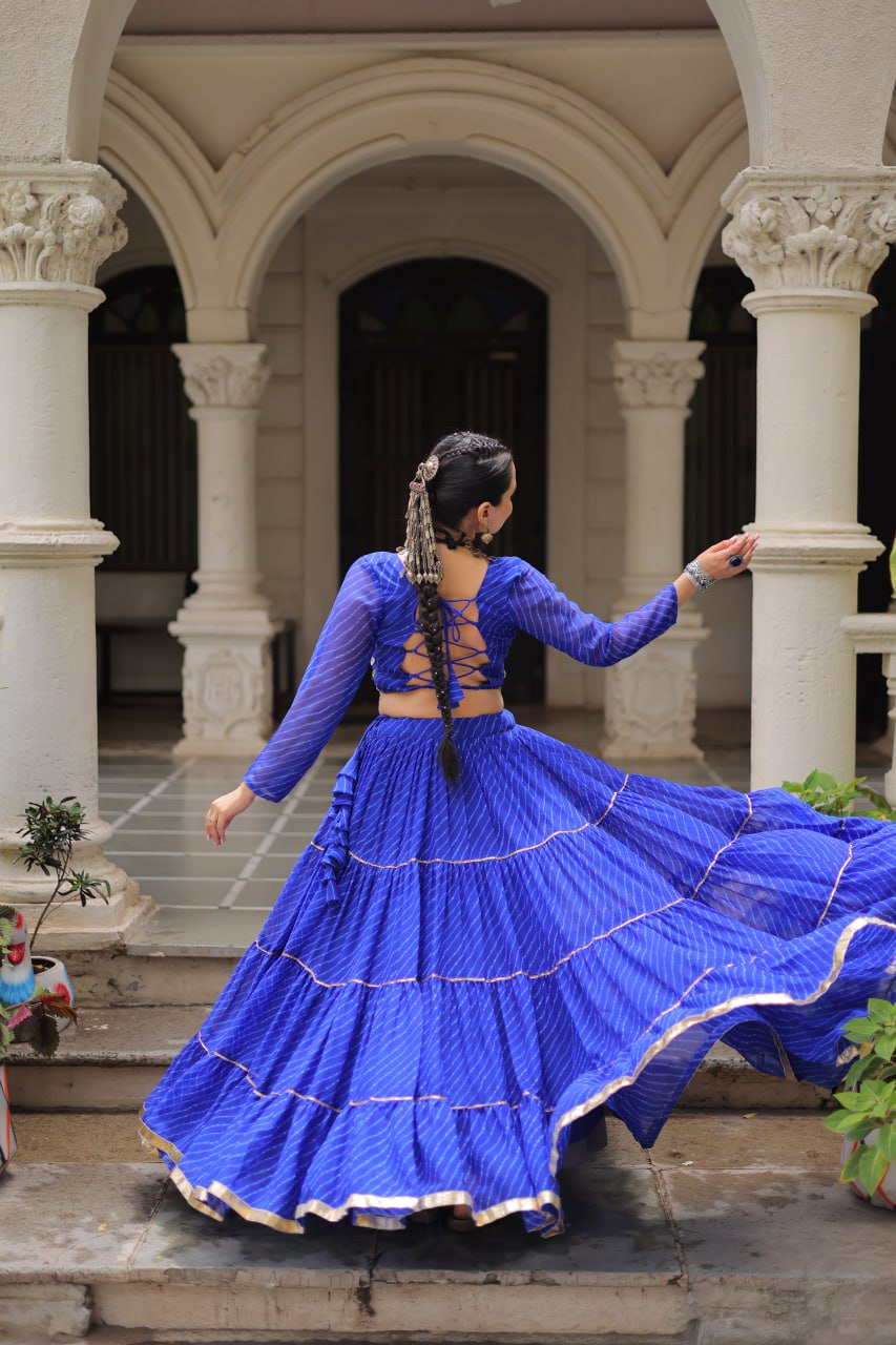 Banjara India  Long Flair Lehenga Choli Set- Blue