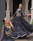 Banjara India  Long Flair Lehenga Choli Set- Black