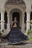 Banjara India  Long Flair Lehenga Choli Set- Black