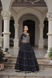 Banjara India  Long Flair Lehenga Choli Set- Black
