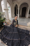 Banjara India  Long Flair Lehenga Choli Set- Black