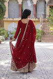 Banjara India Faux Blooming with Embroidery Zari Sequins-work Maroon