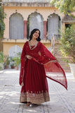 Banjara India Faux Blooming with Embroidery Zari Sequins-work Maroon