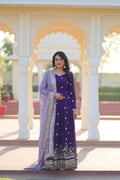 Banjara Iinda Star Georgette with Embroidery Zari Sequins-work Purple