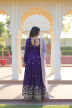Banjara Iinda Star Georgette with Embroidery Zari Sequins-work Purple