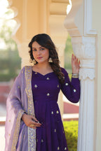 Banjara Iinda Star Georgette with Embroidery Zari Sequins-work Purple