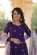 Banjara Iinda Star Georgette with Embroidery Zari Sequins-work Purple