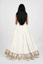 Banjara India Black Premium Rayon Kali Skirt/Chaniya – Skirt-Sona Chandi- Off-White