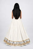 Banjara India Black Roman Silk Kali Skirt/Chaniya – Skirt-Sona Chandi- Off-White