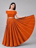 Banjara India Black Roman Silk Kali Skirt/Chaniya – Skirt-GoldenKali-Rust Orange