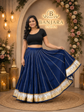 Banjara India Black Premium Rayon Kali Skirt/Chaniya – Skirt-Sona Chandi-Oxford Blue