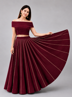 Banjara India Black Roman Silk Kali Skirt/Chaniya – Skirt-GoldenKali-Maroon